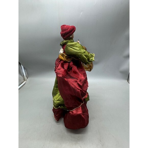 Vtg Handmade African-Style Doll Red Green Dress Christmas tree toper 16" READ - Picture 5 of 9
